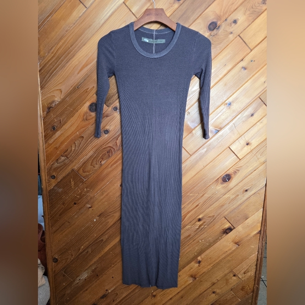 Enza Costa Long Sleeve Ribbed Brown Dress Size XS
